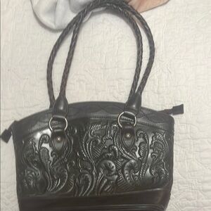 Patricia Nash Black Embossed Shoulder Bag